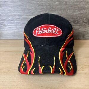 Peterbilt Hat Cap Strap Back Flame Embroidered Racing Trucker Mens